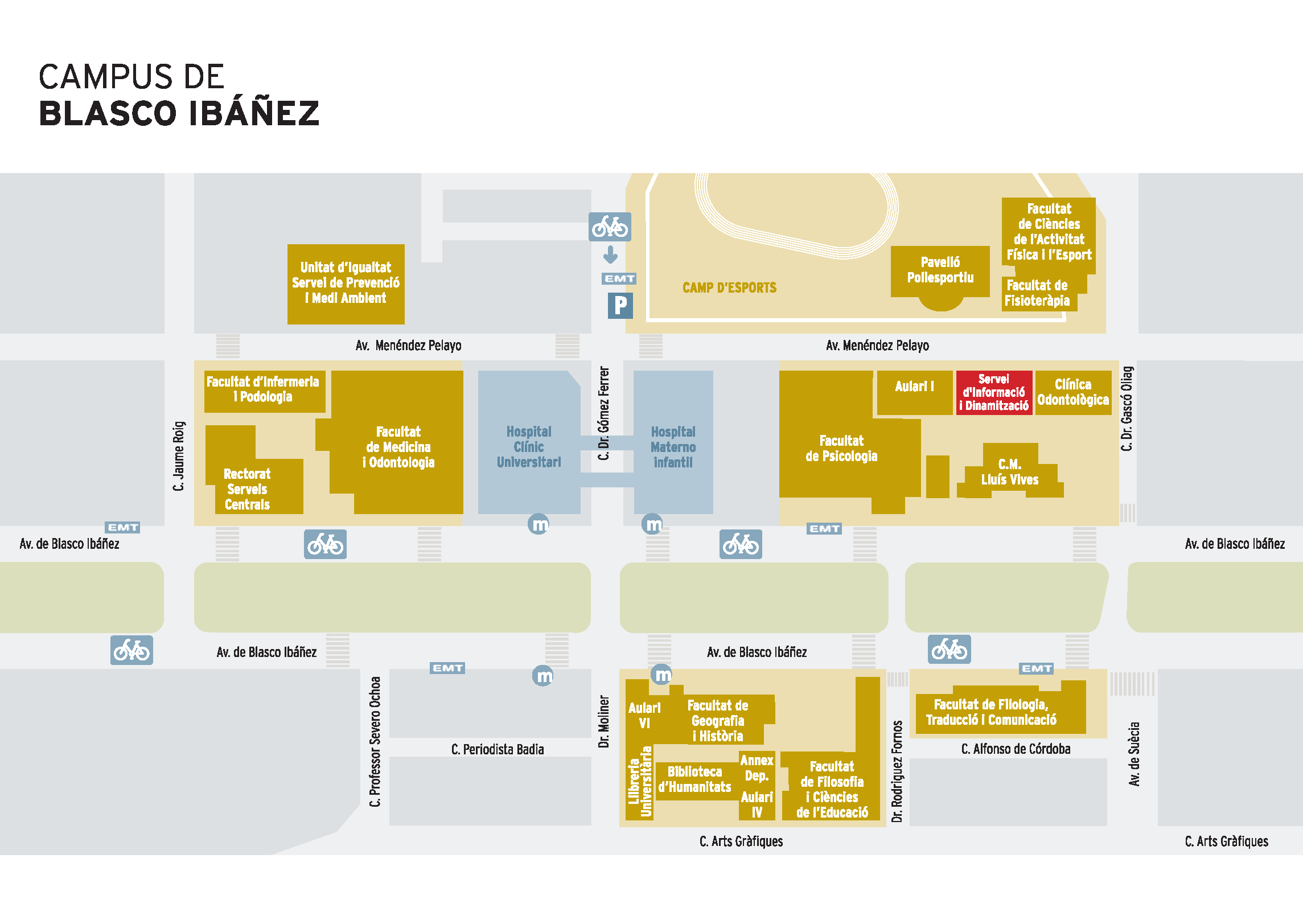 Mapa de ubicación de la Facultad de Filología, Traducción y Comunicación